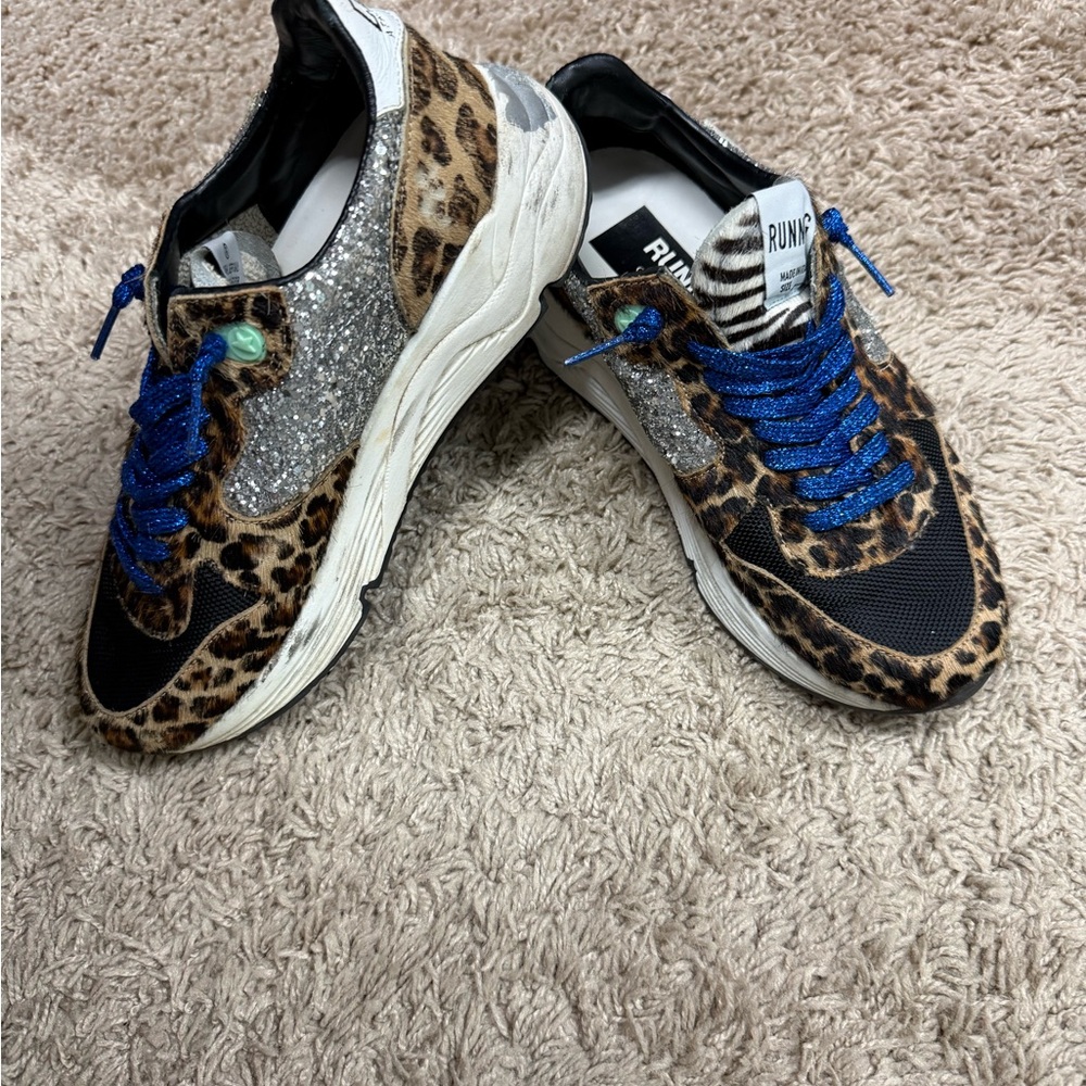 Golden goose Leopard Print Sneakers with Blue Laces - Picture 5 of 5